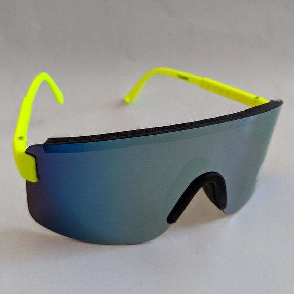 NWT TrueVintage Sports Blade Rimless Wrap around Adjustable NEON arms Sunglasses - Picture 2 of 6